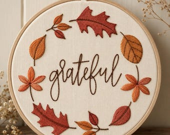 Beginner Embroidery Pattern - "Grateful"