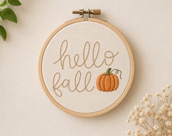 Beginner Embroidery PDF Template - "Hello Fall"