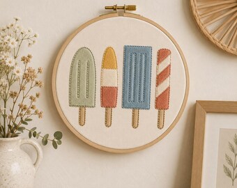 Beginner Embroidery PDF Template - Popsicles