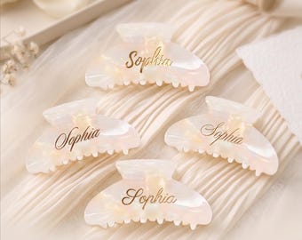 Personalized Acetate Hair Claw Clip, Marbled Finish, Custom Name Accessory