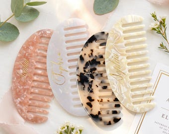 Personalized Marble Hair Comb, Custom Gold Foil Name Comb, French Cream Aesthetic Gift for Her,Luxury Acetate Comb, Birthday Gift for Friend