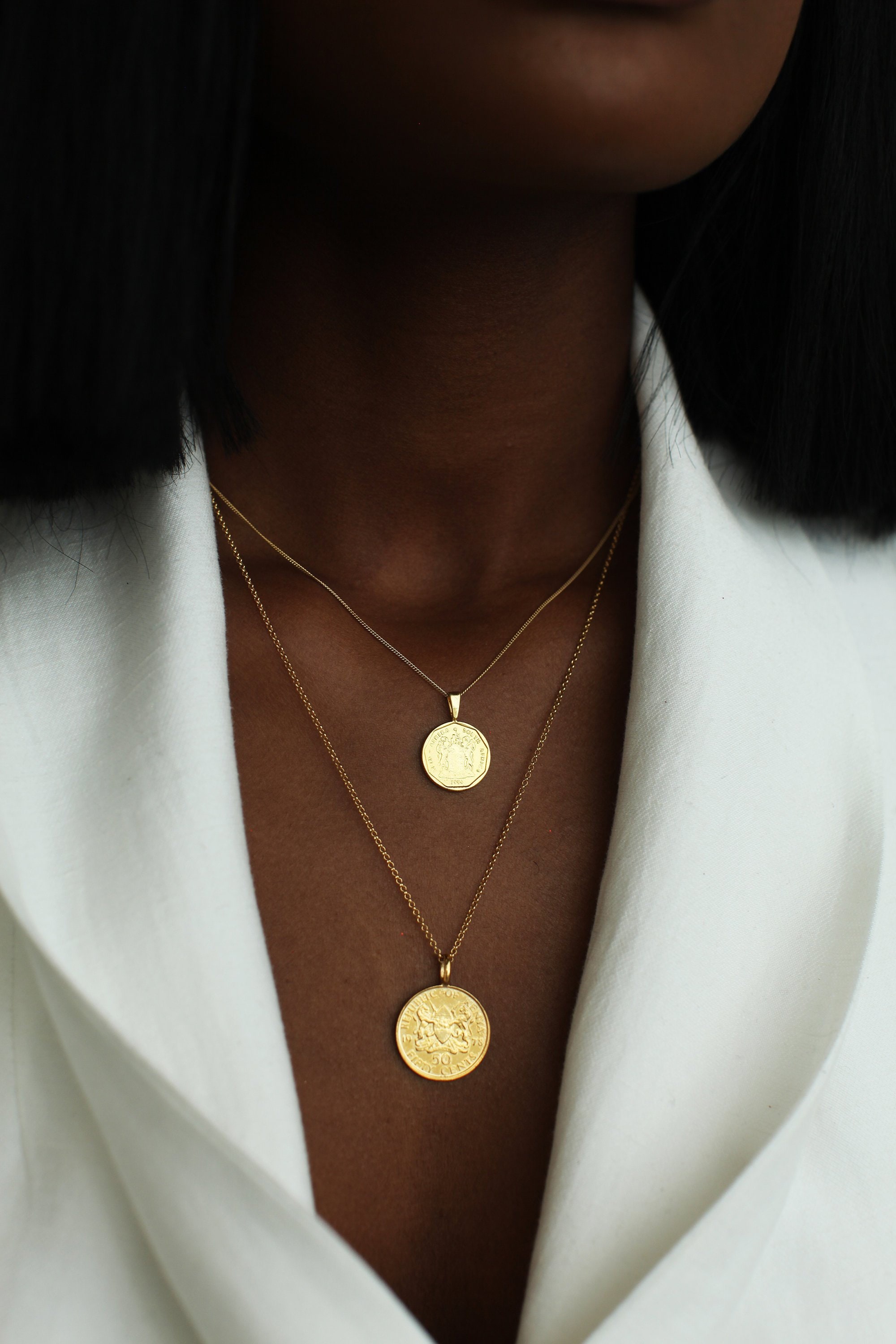 Coin Necklace Stack in Gold Vermeil 