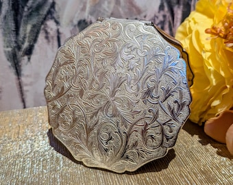 Vintage Rare Stratton Enamel Compact With Silver-tone and