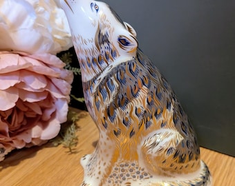 Royal Crown Derby Briefbeschwerer Howling Wolf - Signature Edition 2004