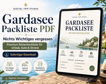 Gardasee Packliste PDF – Reisecheckliste für Urlaub, Auto & Strand