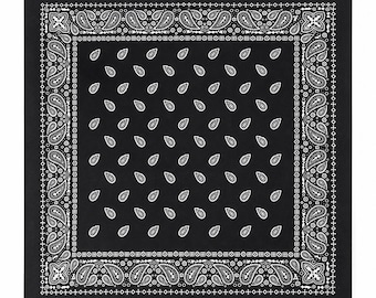 Große schwarze Paisley Baumwolle Bandana, 26 x 26 Zoll Kopf und Halstuch, Cowboy Unisex Western Bandana.