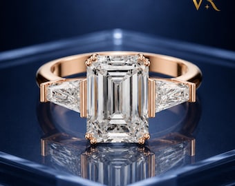 Emerald Cut Diamond Engagement Ring, Luxury Bridal Ring, Anniversary Gift for Her