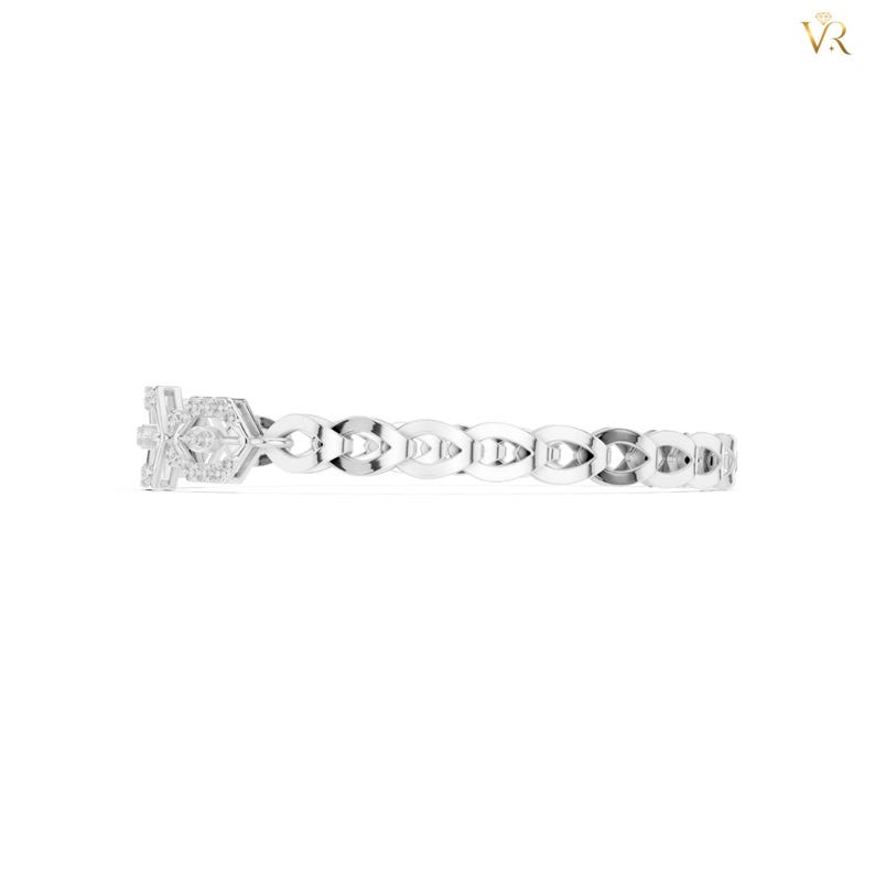 Classic Hexagon Tennis Bracelet, 14K Yellow Gold Pave Diamond Open Link Luxury Jewelry, Modern Geometric Statement Gift for Her image 10
