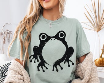 Kalligrafiekikker, comfortabele kleuren, shirt schattig kikker, meme rare kikker, retro T-shirt, cadeau kikker minnaar, shirt grappige dieren