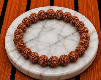 Bracciale Rudraksha a 5 facce, perle Rudraksha naturali originali per uomo e donna