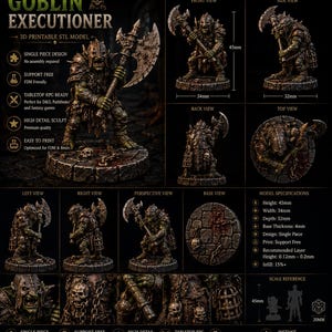 Miniatura STL de Goblin Carrasco | Guerreiro com Machado, D&D, Pathfinder (Download Digital)