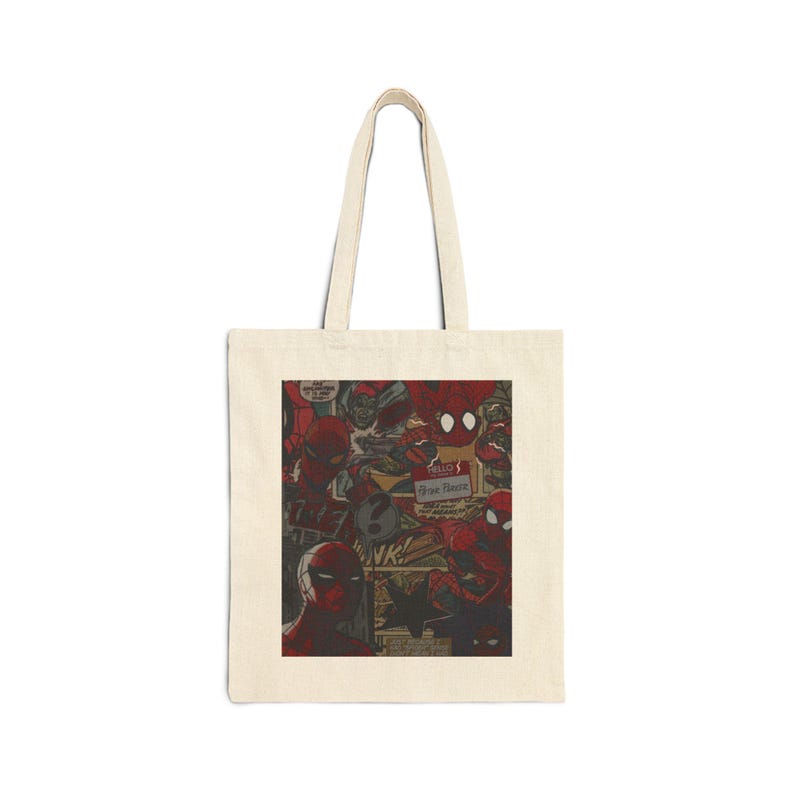 Bolso de tela con collage de Spider-Man / Arte de cómics, cultura pop imagen 1