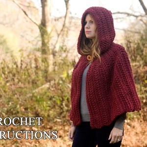 CROCHET PATTERN Hooded Cape Pattern, Crochet Cloak Pattern, Red Riding Hood Capelet, Instant Download image 4