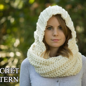 CROCHET PATTERN Hooded Scarf Pattern, Crochet Scoodie Instant Download