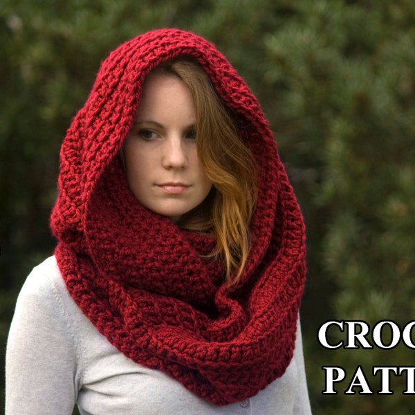 CROCHET PATTERN Oversized Infinity Scarf Pattern, Hooded Cowl, Instant Download
