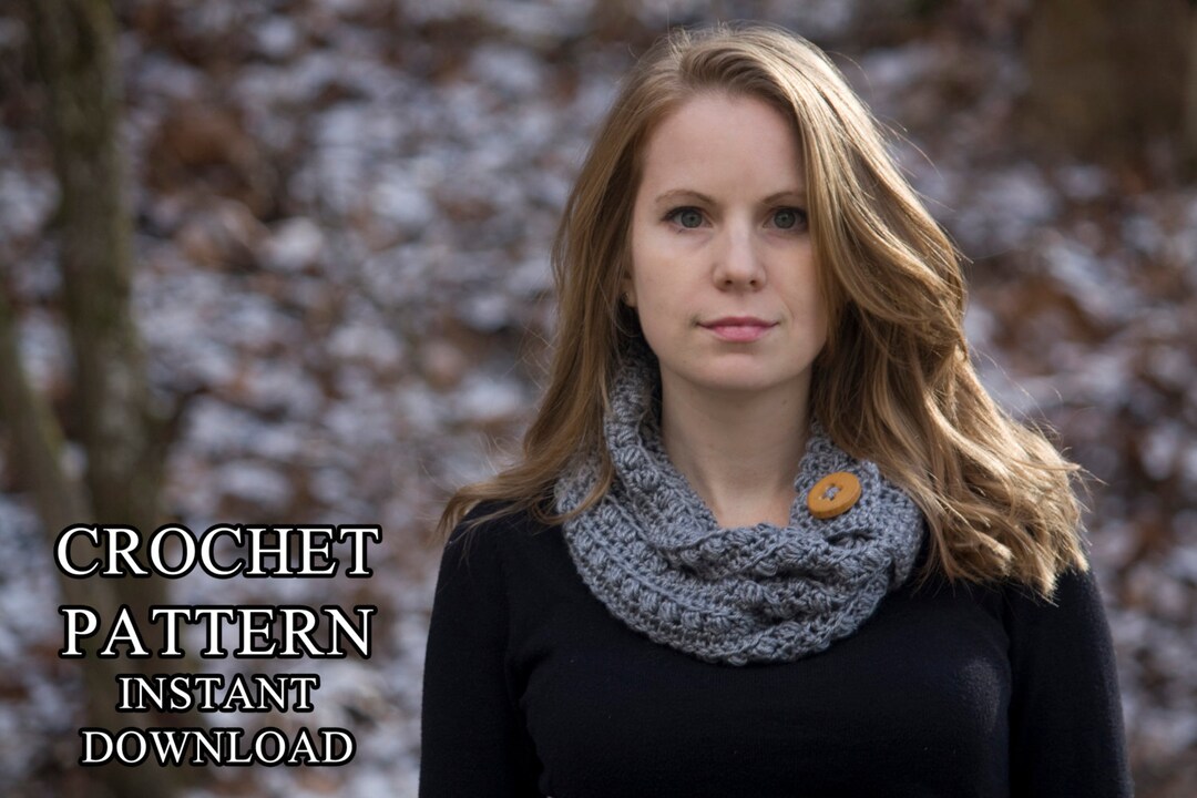 CROCHET PATTERN Cowl With Button Band Cluster Stitch Cowl - Etsy