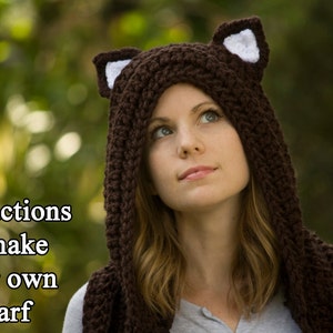 CROCHET PATTERN Cat Scoodie, Cat Hooded Scarf Pattern, Animal Scarf Pattern, Hood with Cat Ears image 2