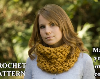 CROCHET PATTERN Puff Stitch Cowl, Button Neck Warmer Pattern, Women's Chunky Cowl Instant Download