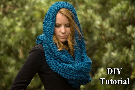 CROCHET PATTERN Oversized Infinity Scarf Pattern, Hooded