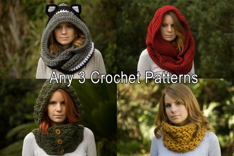 Any 3 Crochet Patterns, Scarf Patterns Discount Package image 1