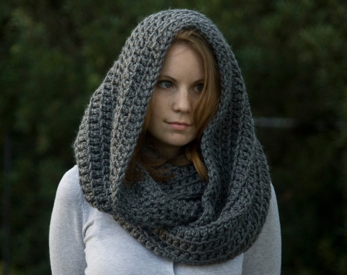 CROCHET PATTERN Oversized Hooded Infinity Scarf Cowl, Christmas in July ...