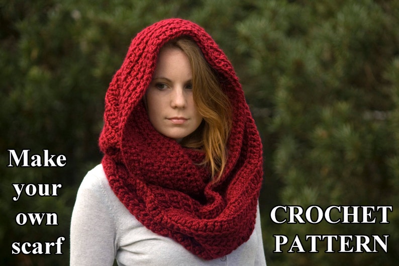 CROCHET PATTERN Oversized Infinity Scarf Pattern Hooded Cowl | Etsy