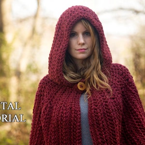 CROCHET PATTERN Hooded Cape Pattern, Crochet Cloak Pattern, Red Riding Hood Capelet, Instant Download image 3