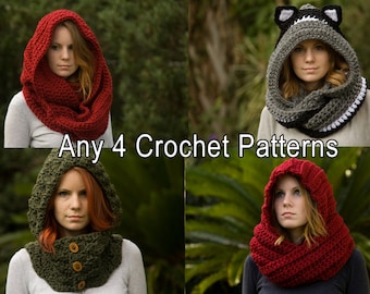 Any 4 Crochet Patterns, Scarf Patterns Discount Package