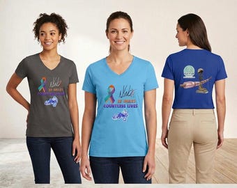 Suicide Awareness T-Shirt | Multiple Sclerosis | Veterans | Countless Lives Support V-Neck Shirt