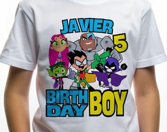 Custom Teen Titan Go Birthday Shirt, Personalized Name and Age T-shirt, Toddler | BD14