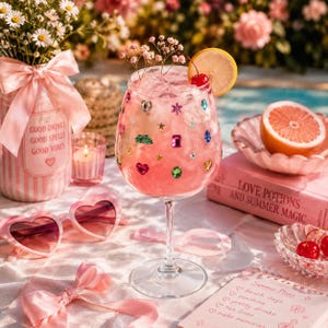 Gemstone Wine Glass | Colorful Gem Wine Glass | Jeweled Wine Glass | Cute Y2K Drinkware | Dopamine Decor