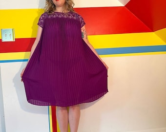 1980s vintage tent dress purple minidress sz Xl plus