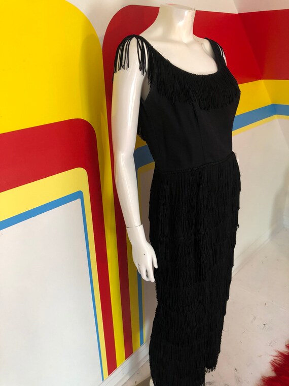 1960s 60s 50s 1950s vintage Black Fringe tassel g… - image 10