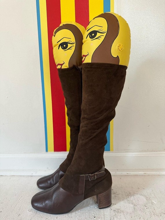 RESERVED 1970s 70s Chocolate Brown Suede and Leather Gogo Boots