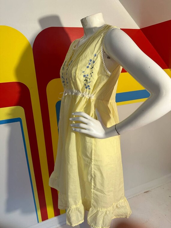 1970s vintage yellow sun dress mini cottage core … - image 6