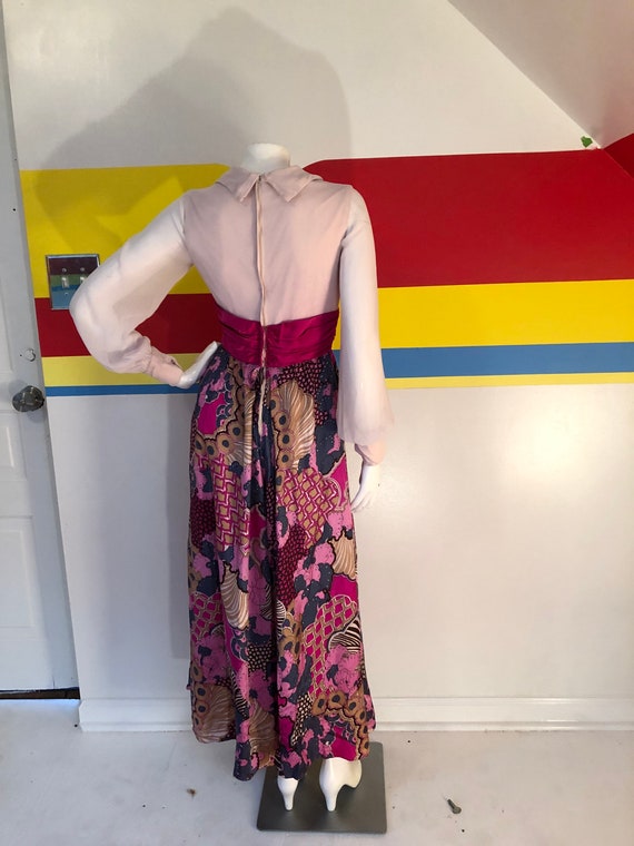 1960s vintage pink Jumpsuit psychedelic palazzo s… - image 3