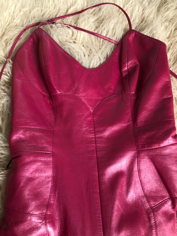 Y2K 2000 vintage north beach leather pink jumpsuit ba… Gem