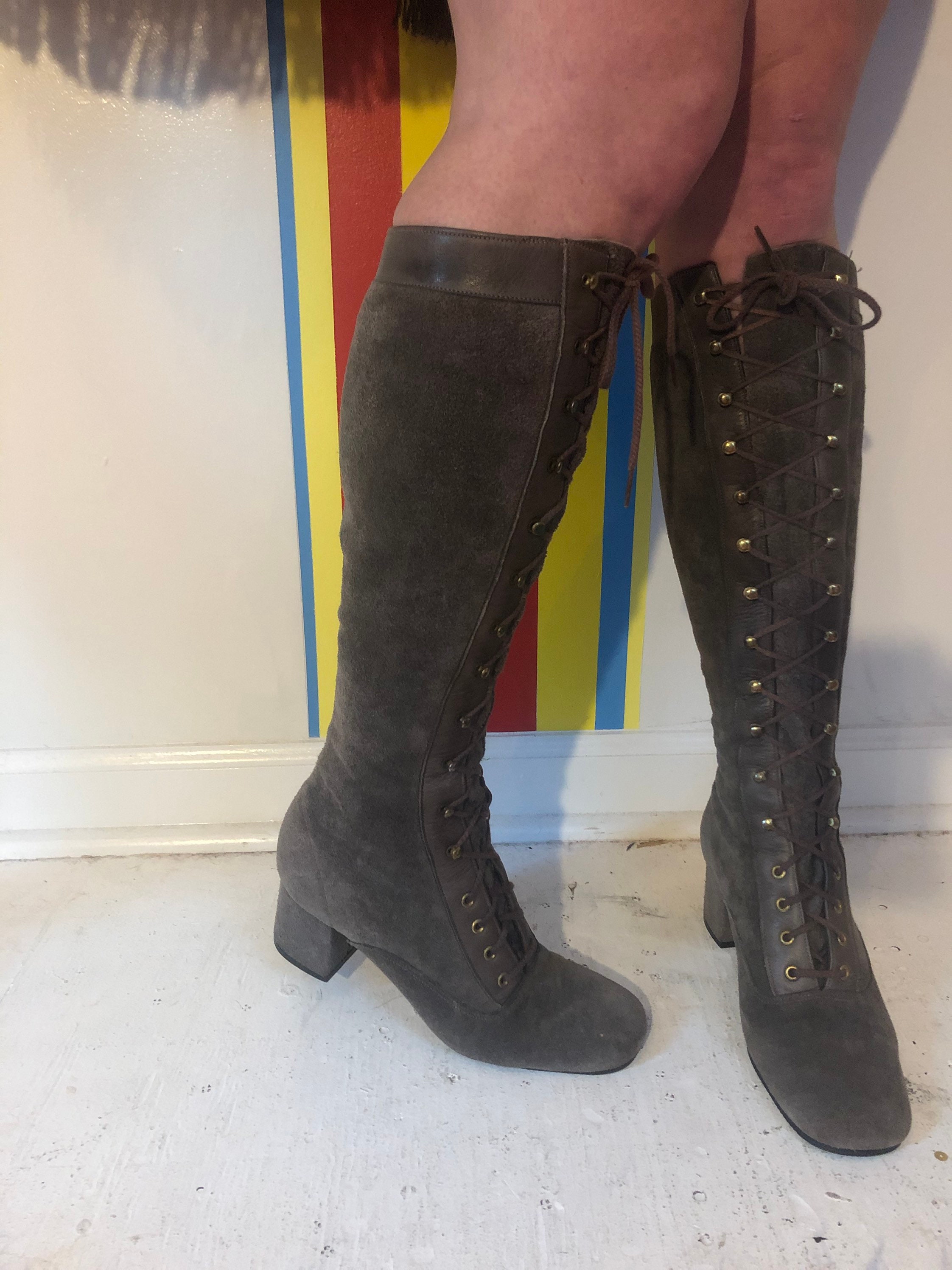 Tall Lace up Boots - Etsy
