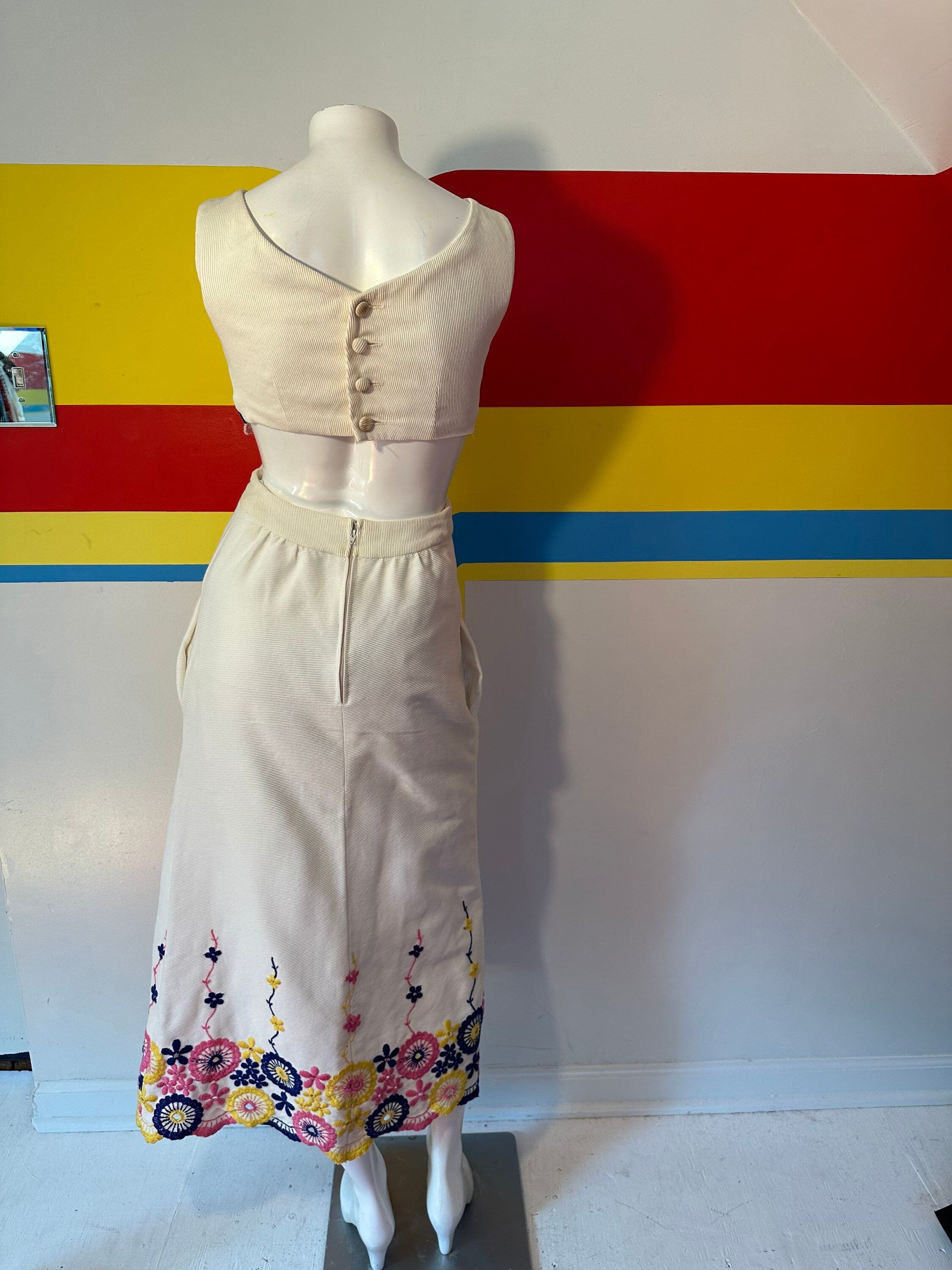 1970s 70s Vintage Mollie Parnis Midi Dress With Cut Out