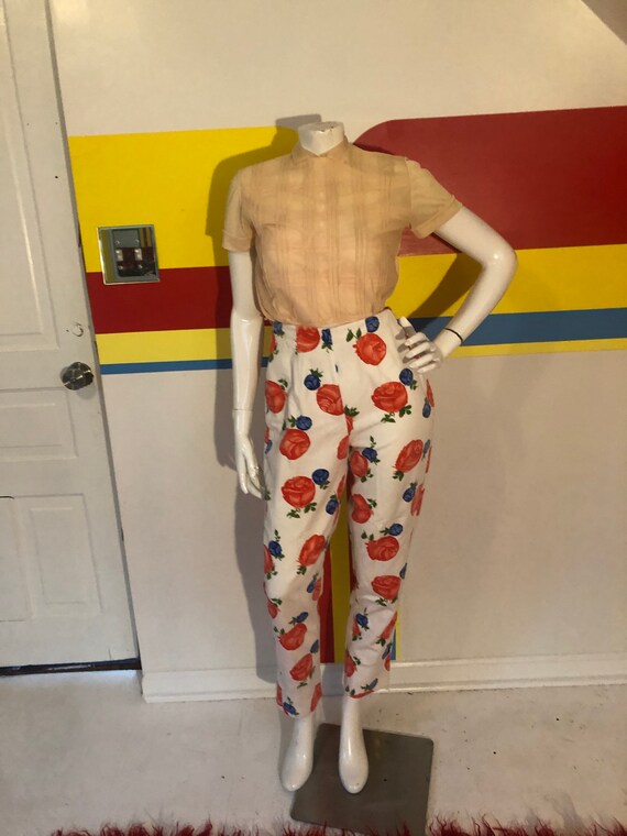 1950s Pucci of Capri Velvet trousers rose print E… - image 9