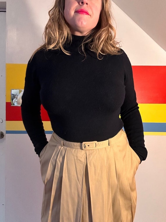 1990s vintage navy blue minimal turtleneck sweater