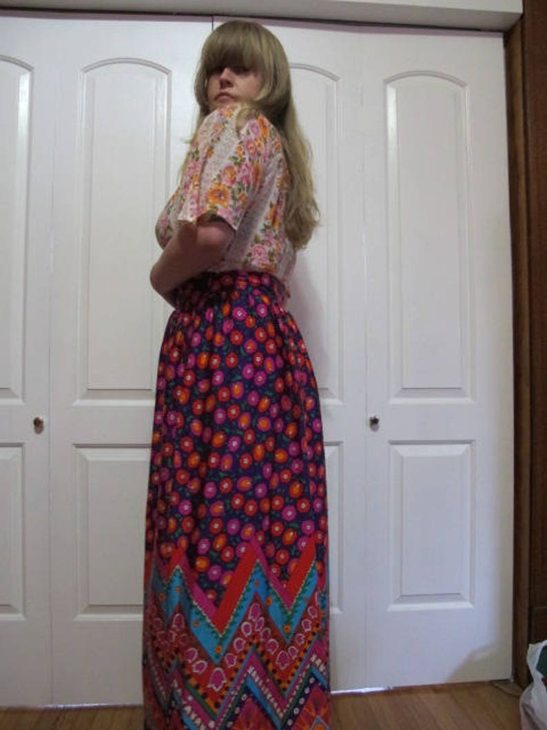 1960s Psychedelic Alex Colman Maxi Skirt sz M