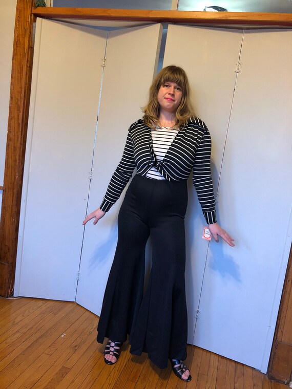 1970s deadstock elephant bell stripes jumpsuit sz