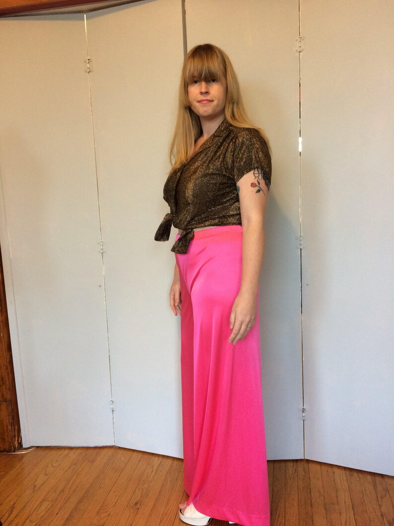 1970s copper lurex blouse sz m l