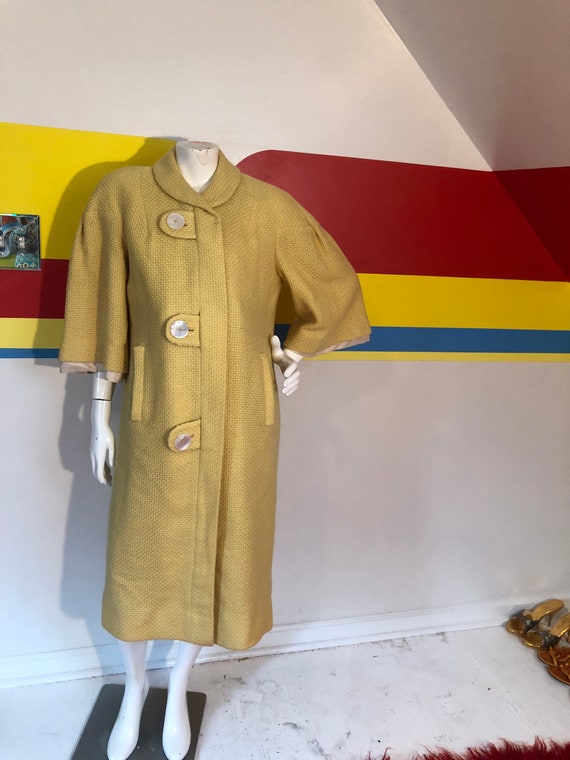 1960s vintage Forstmann wool yellow car coat sz M 