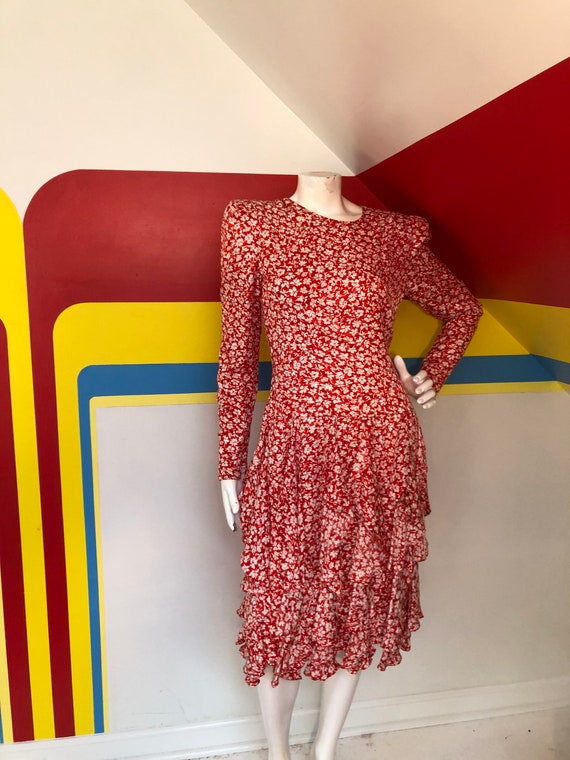 1980s 80s Vintage Carolina Herrera Red Floral Silk Dress Sz S Designer  Ruffle Sleeves Cocktail Neiman Marcus 1990s 90s Ditsy Drop Waist - Etsy  Ireland