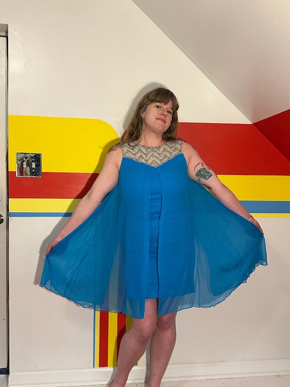 sachin and babi light blue dress Summer Tent Dress Floral Chiffon Dress Resort Coverup Large/xl main image 1