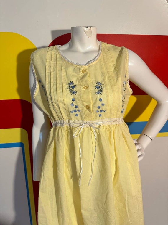 1970s vintage yellow sun dress mini cottage core … - image 9