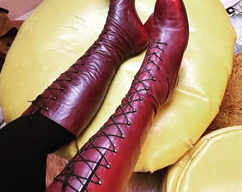 RESERVED 1970s vintage oxblood lace up gogo boots sz 10 Sutton east for Bloomingdales