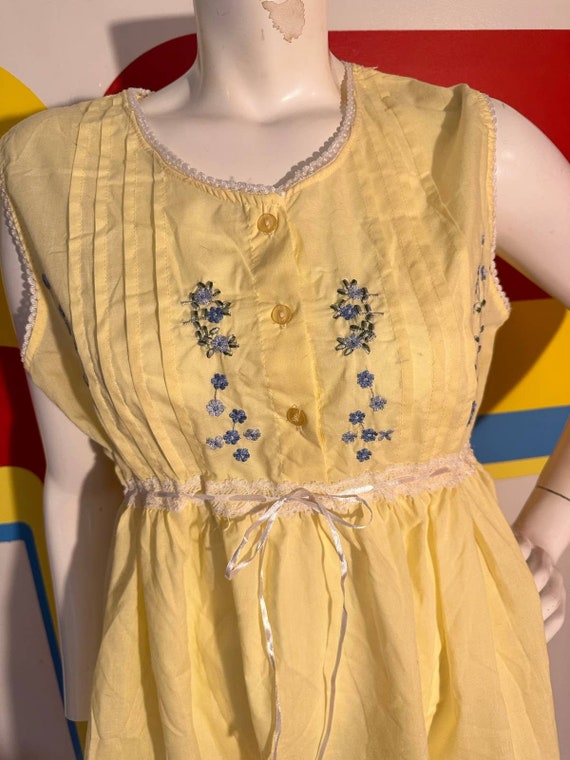 1970s vintage yellow sun dress mini cottage core … - image 3